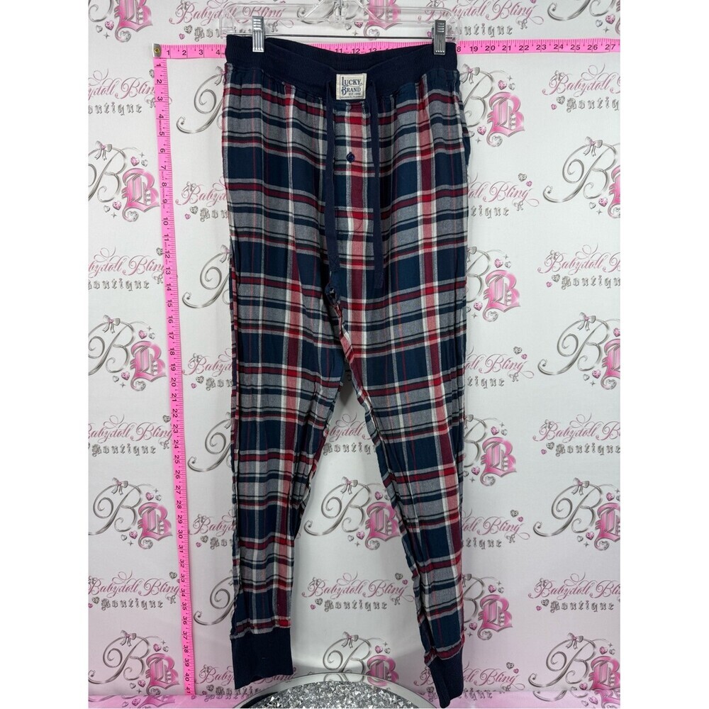 Lucky Brand pj pants lounge Navy, Red & Gray Plaid Knit Joggers